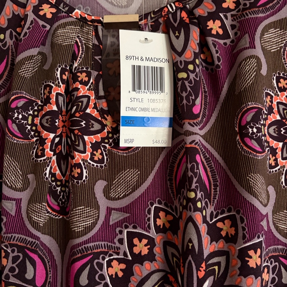 Floral 89th and Madison Patterned Long Sleeve Top XL
